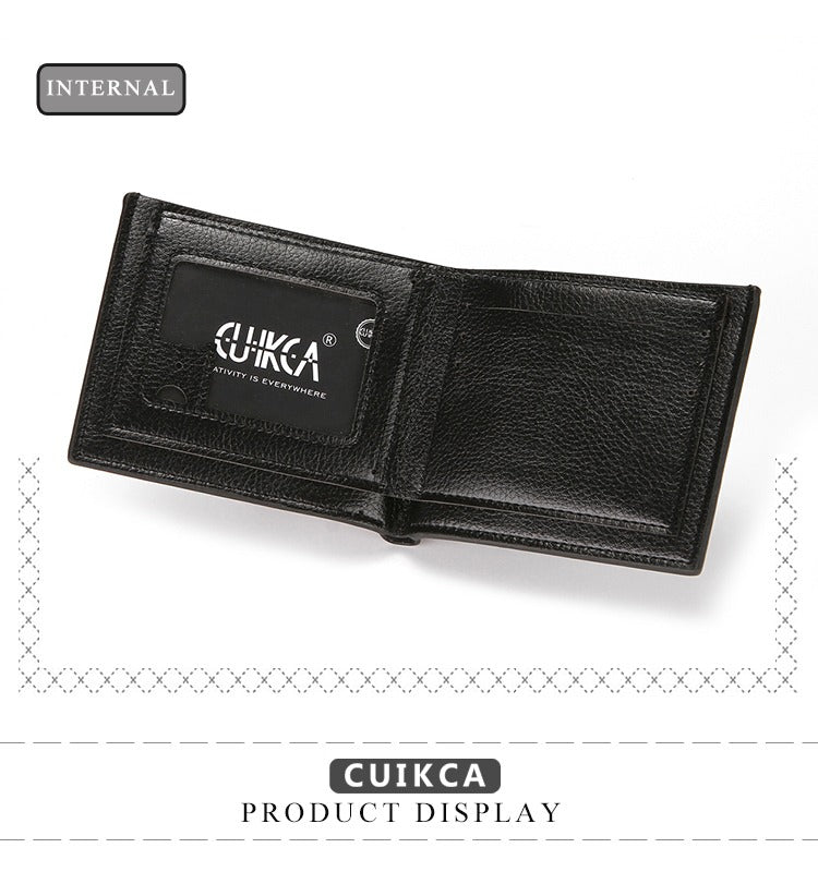 Premium CUICKA Men's Leather Wallet, Black & Brown, Multiple Card Slots