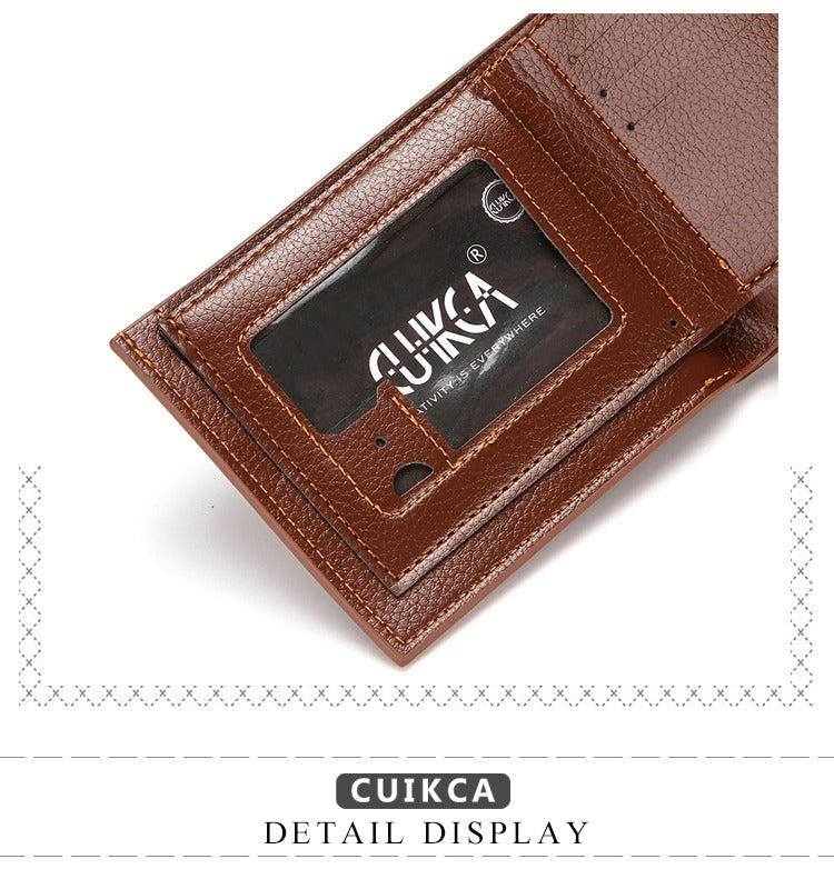 Premium CUICKA Men's Leather Wallet, Black & Brown, Multiple Card Slots